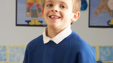 Boy wearing school uniform