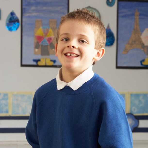 Boy wearing school uniform